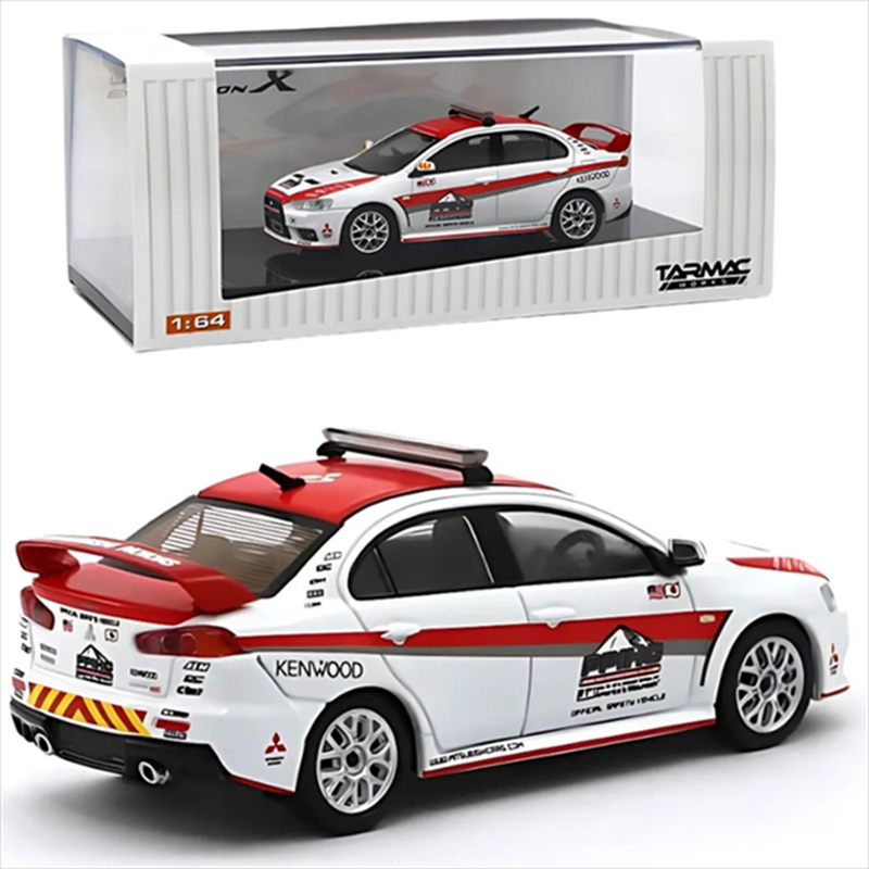 Tarmac mitsubishi lancer evo scale: 1:64x pikes peak safety car, white/red, , medium image number null