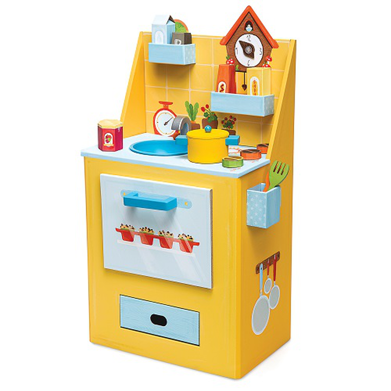 Kitchen playset - printed cardboard and wooden accessories saffron chef kitchen playset, , medium-null