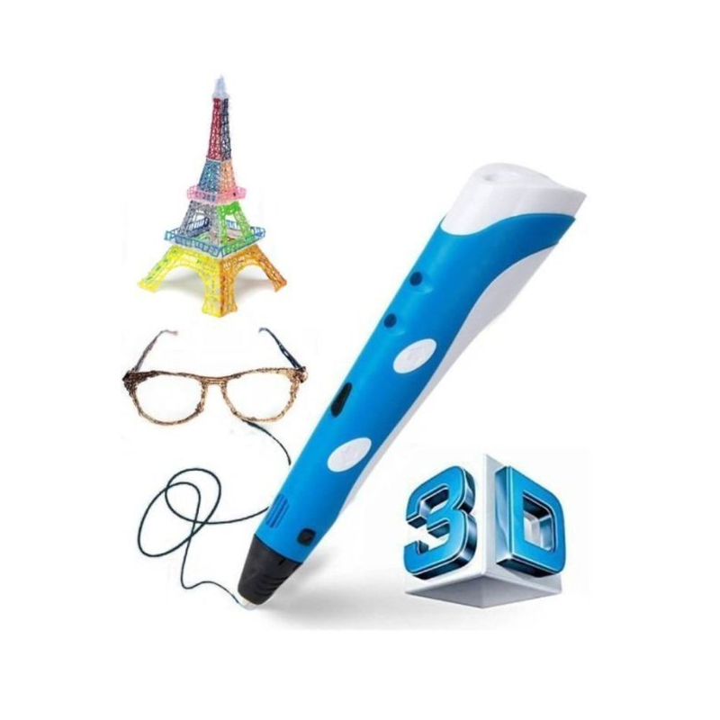 Στυλό 3d σχεδίασης με βάση φόρτισης & 3 νήματα μπλε, 3+ ετών, , medium-null