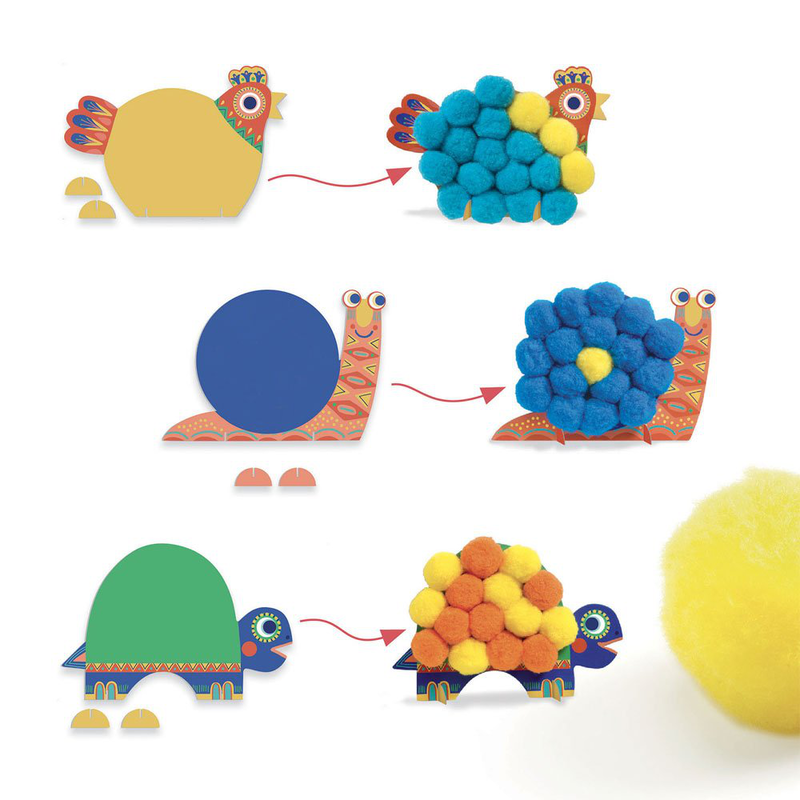 Fluffy animals pompom art, , medium-null