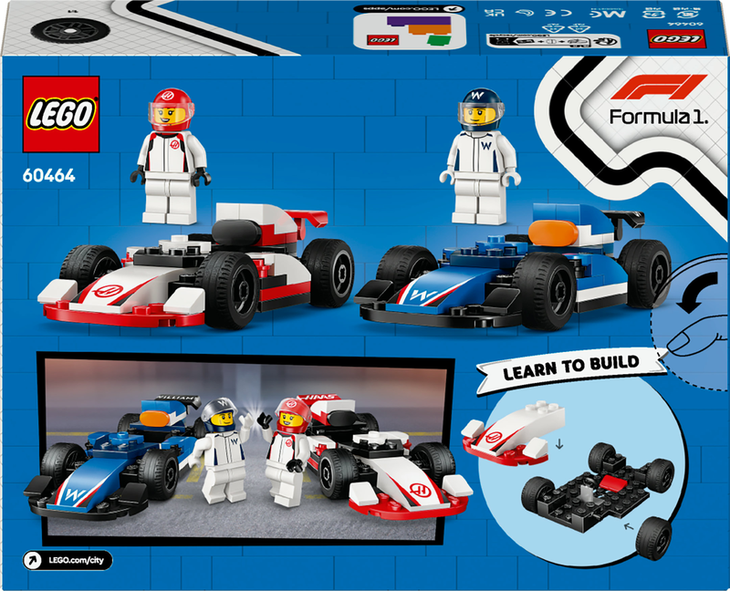 Lego city f1 williams racing & haas f1 race cars 60464 for ages 4+ 92pcs, , medium-null
