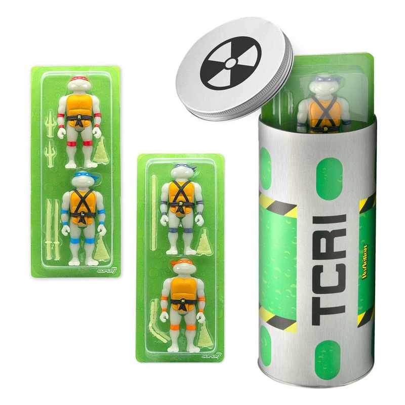 Super7 - teenage mutant ninja turtles: reaction - ooze canister (gitd) 4-pack action figures (10cm) sdcc 2020 exclusive, , medium-null