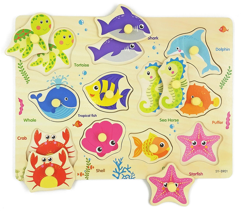 Djeco wooden puzzles sea animals, , medium-null