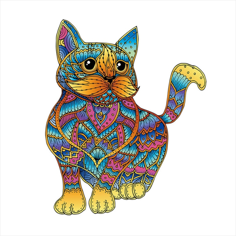 Rainbow wooden puzzle - cat 99pcs 473610, , medium-null