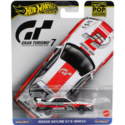 Hot wheels premium pop culture nissan skyline gt-r (bnr34) – gran turismo 7 1/64 die-cast model, , medium