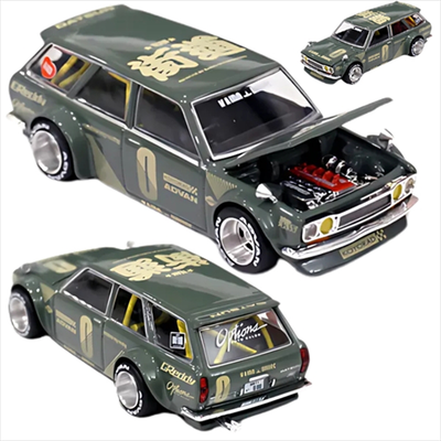 Mini gt 1/64 kaido house rhd datsun 510 wagon, green, , medium
