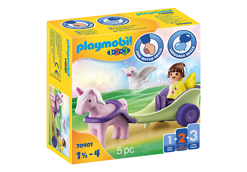 Playmobil 70401 1.2.3 unicorn carriage with fairy for 18+ months, , medium-null