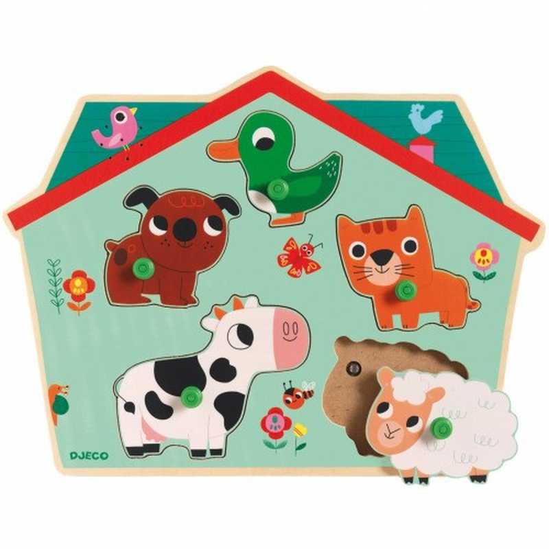 Product image: Djeco wooden sounds puzzles sound ouaf woof, , medium-null