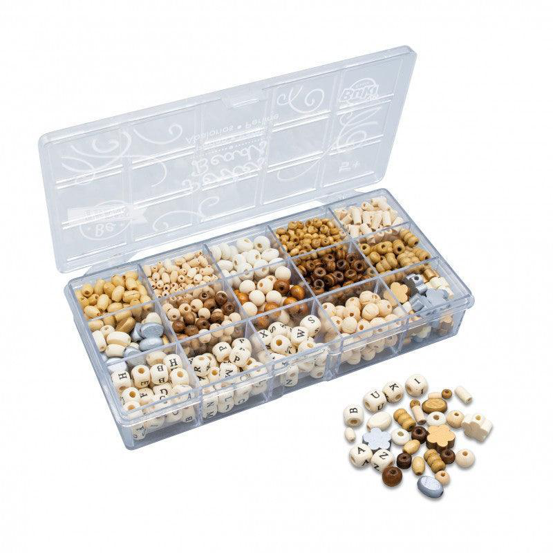 Buki france box of wooden beads &ndash; natural, , medium-null