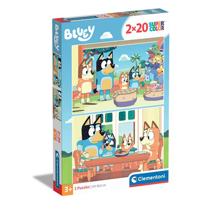 As clementoni kids puzzle super color bluey 2x20 pcs 3y+ 24807, , medium