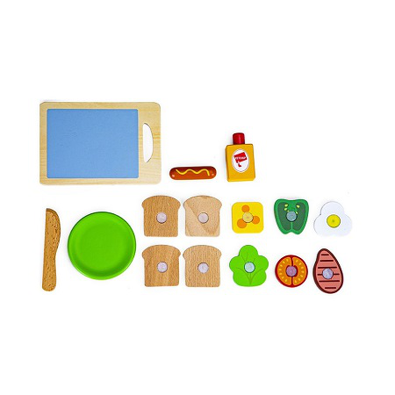 Phoohi wooden play sandwich set 15pcs 3y+, , medium-null