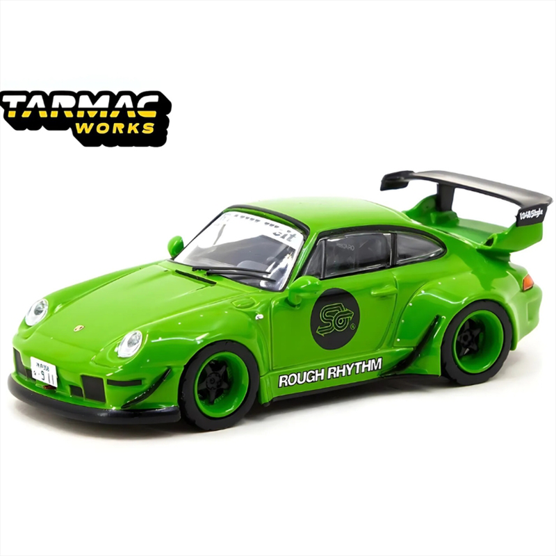 Tarmac 1/64 porsche rwb 993 *rough rhythm fuel fest student driver*, green, , medium-null