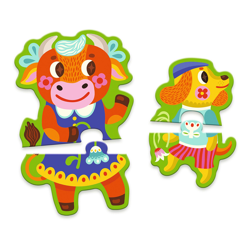 Djeco shaped puzzles big and small on the farm - fsc mix, , medium-null