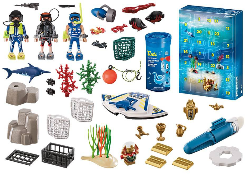 Product image: Playmobil 70776 police diving mission advent calendar with colour, , medium-null
