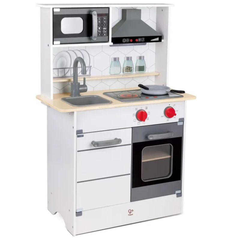 Hape playfully delicious wooden kitchen super serve e3211a, , medium-null