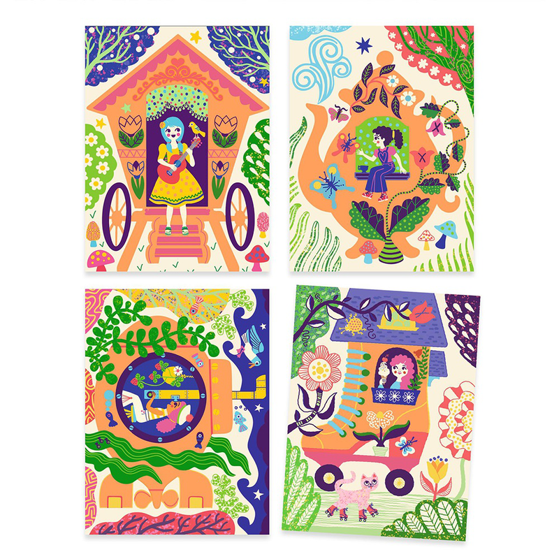 Djeco art and craft small gifts for older ones - scratch cards wacky houses, , medium image number null