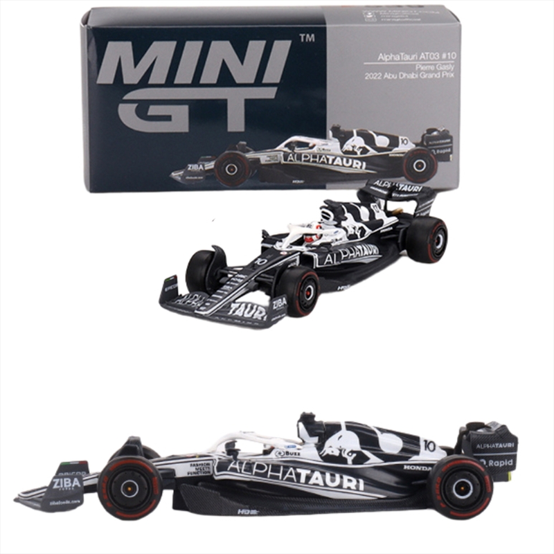 Mini gt 1/64 2022 alphatauri at03 #10 pierre gasly abu dhabi grand prix, white/blue, , medium-null