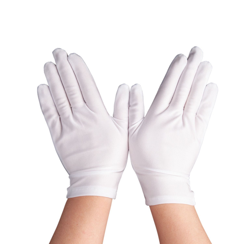 Ladies short gloves - white, , medium-null